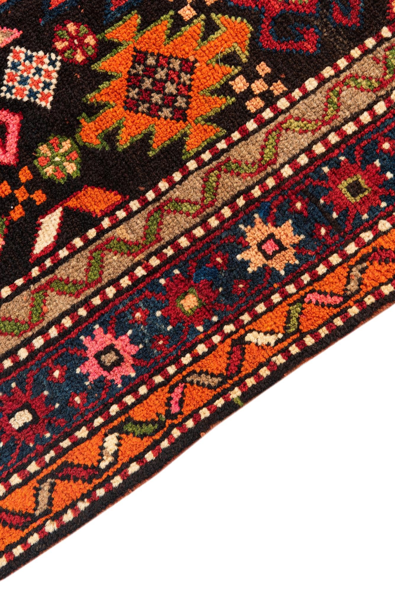 4' 5 x 8' 6 Hand Knotted Kazak Oriental Wool Runner Rug