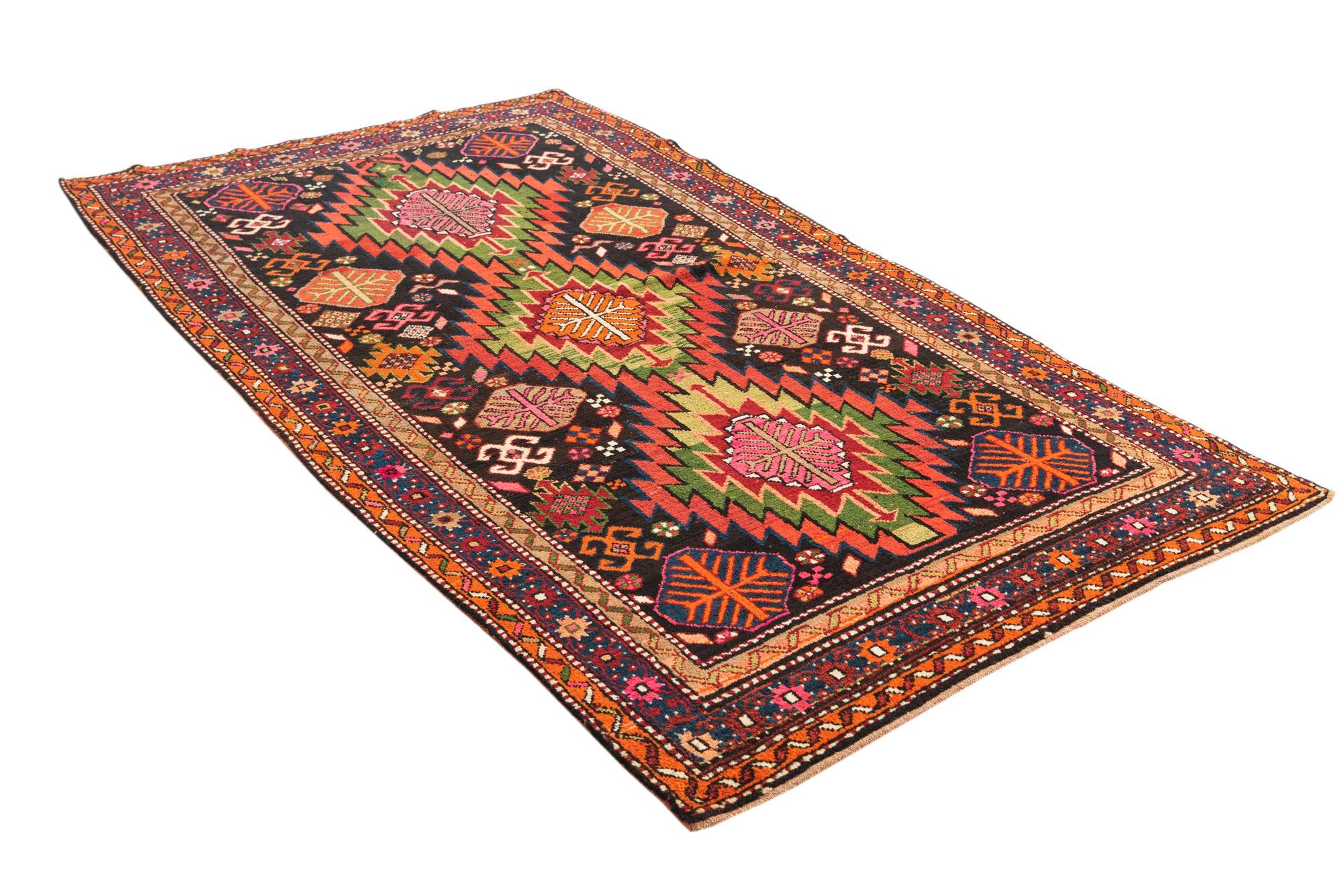4' 5 x 8' 6 Hand Knotted Kazak Oriental Wool Runner Rug