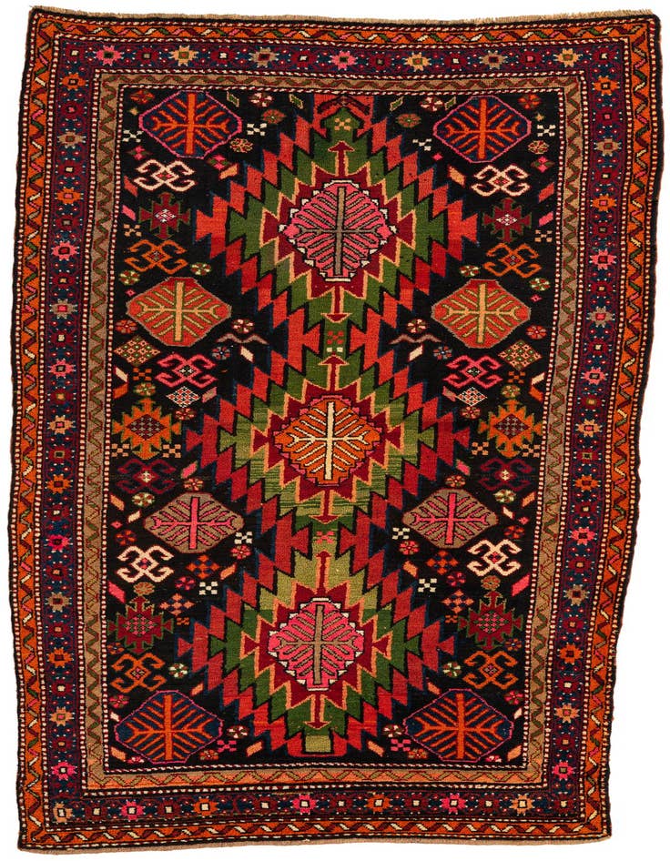Detail image of 4' 5 x 8' 6 Hand Knotted Kazak Oriental Wool Runner Rug