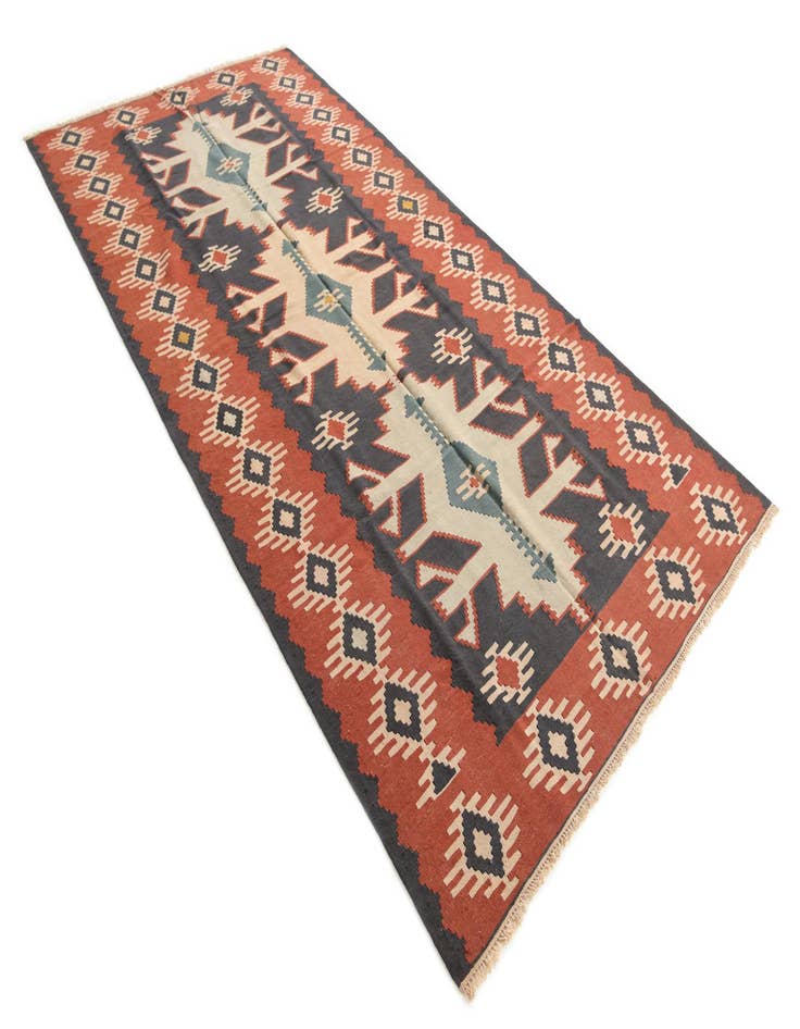 Detail image of 5' x 10'  Hand Woven Kilim Afghan Wool Runner Rug