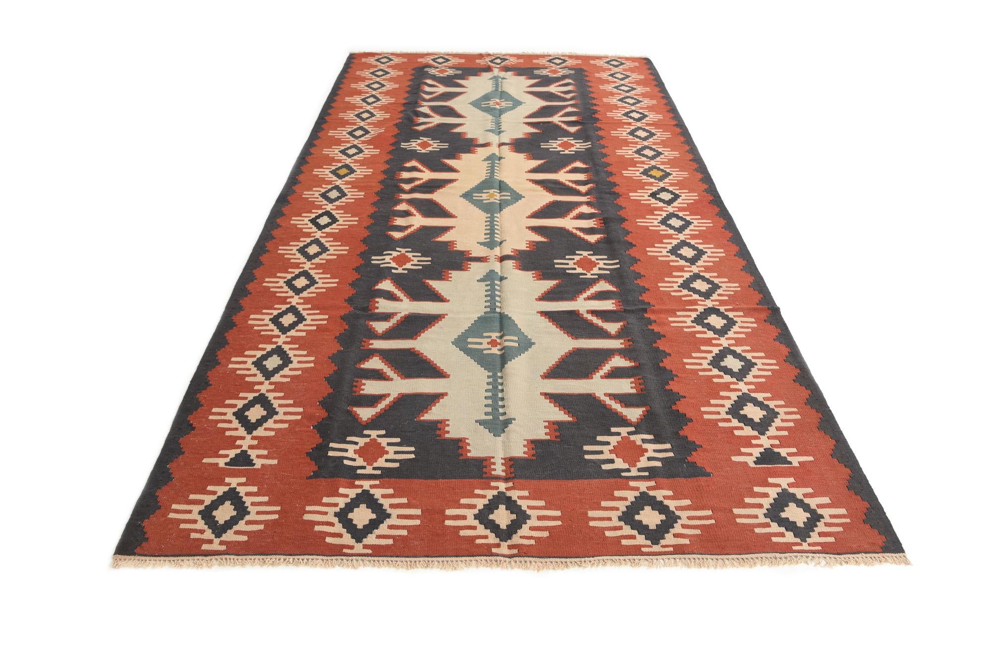 5' x 10' Hand Woven Kilim Afghan Wool Runner Rug