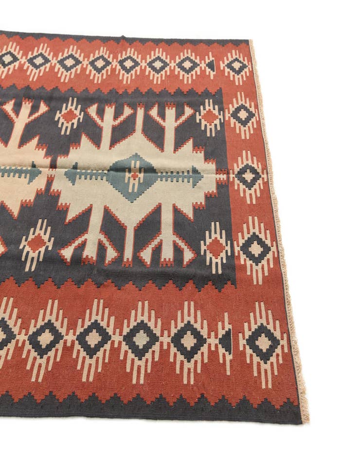 Detail image of 5' x 10'  Hand Woven Kilim Afghan Wool Runner Rug