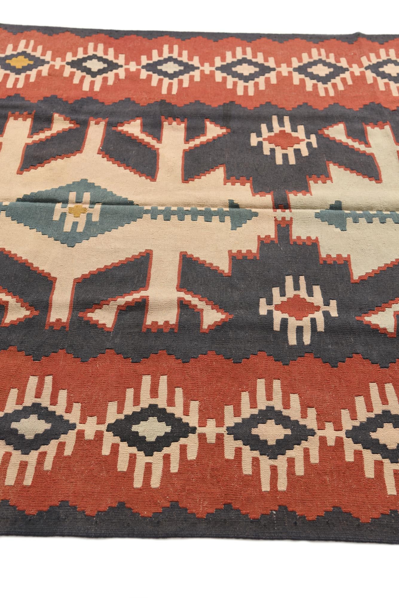 5' x 10' Hand Woven Kilim Afghan Wool Runner Rug