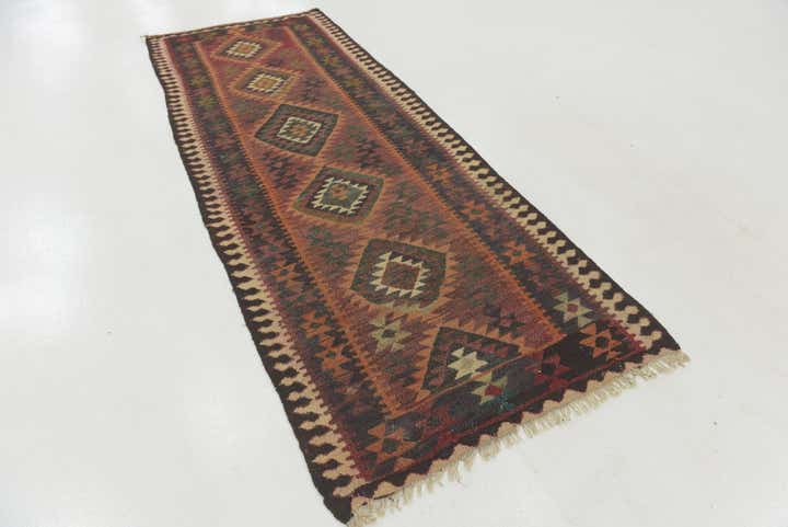 3' 8 x 10' Hand Woven Kilim Fars Wool Runner Rug