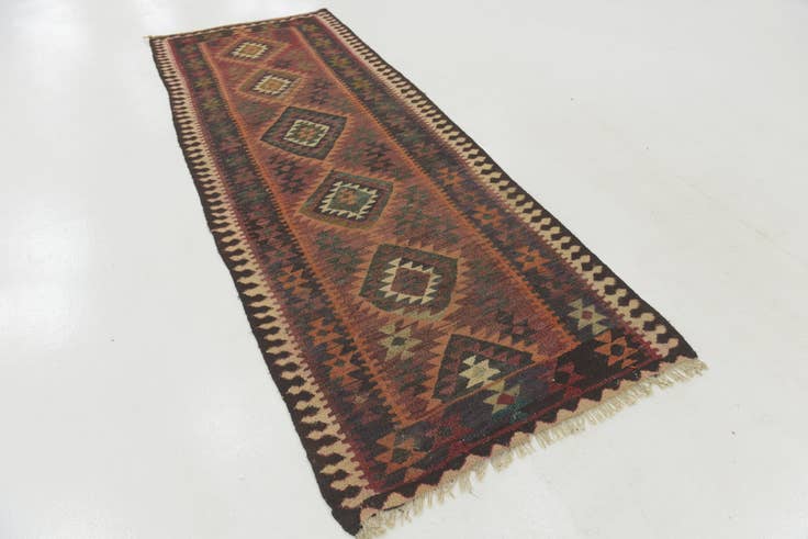 Detail image of 3' 8 x 10' Hand Woven Kilim Fars Wool Runner Rug