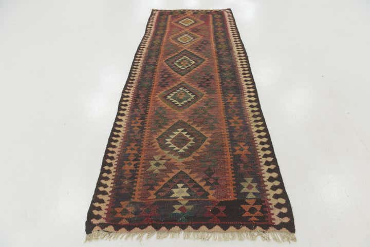 3' 8 x 10' Hand Woven Kilim Fars Wool Runner Rug