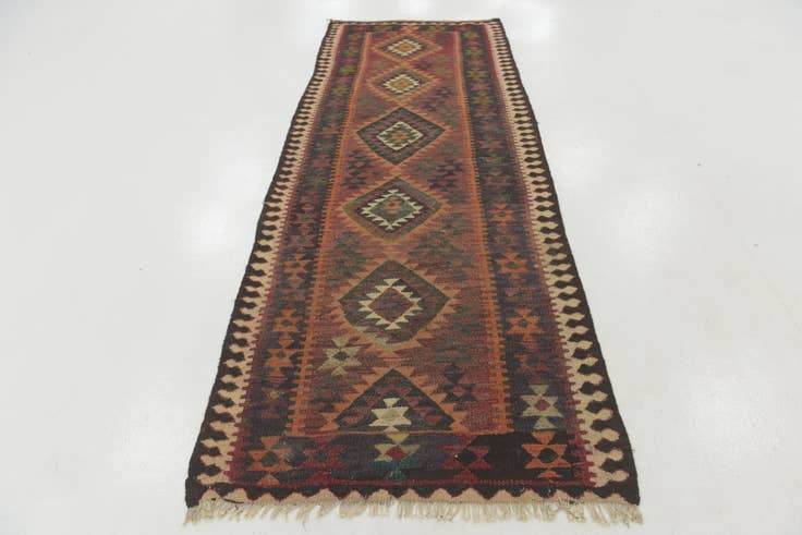 Detail image of 3' 8 x 10' Hand Woven Kilim Fars Wool Runner Rug