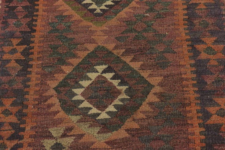 Detail image of 3' 8 x 10' Hand Woven Kilim Fars Wool Runner Rug