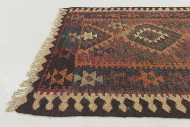 3' 8 x 10' Hand Woven Kilim Fars Wool Runner Rug