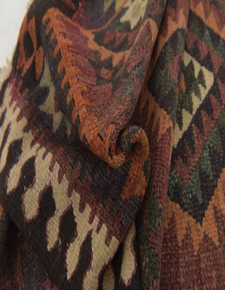Detail image of 3' 8 x 10'  Hand Woven Kilim Fars Wool Runner Rug