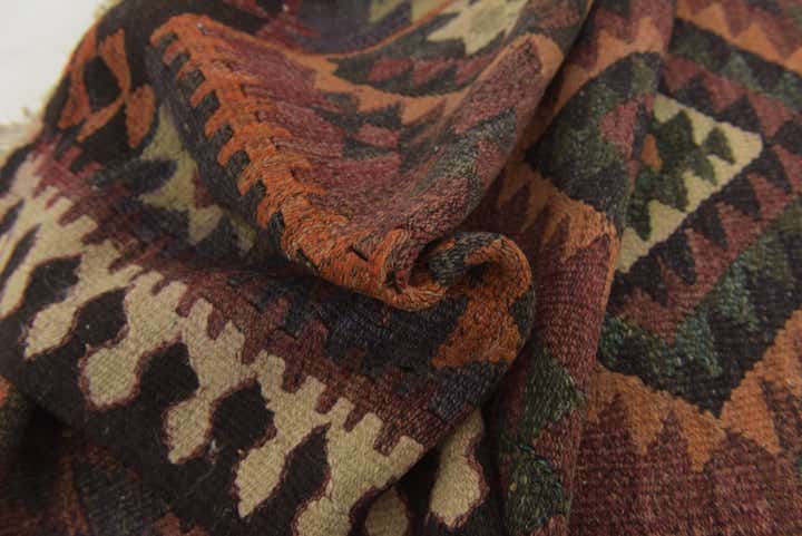 3' 8 x 10' Hand Woven Kilim Fars Wool Runner Rug
