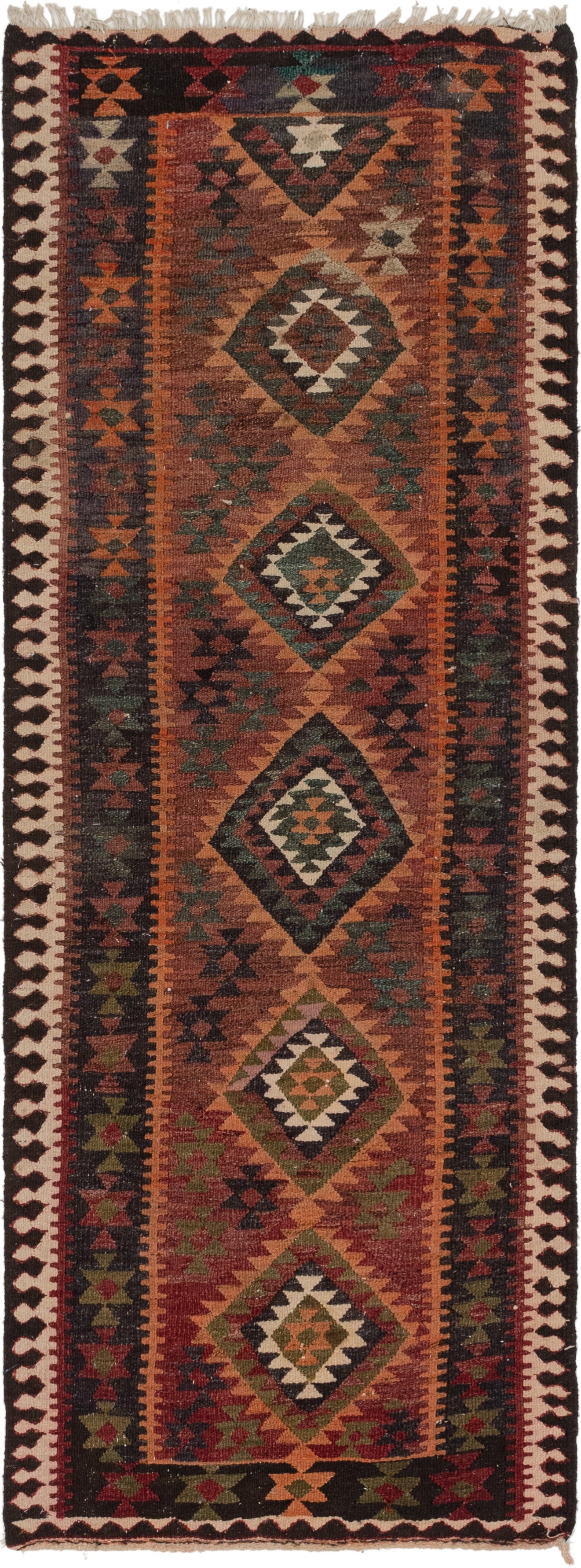 3' 8 x 10' Hand Woven Kilim Fars Wool Runner Rug