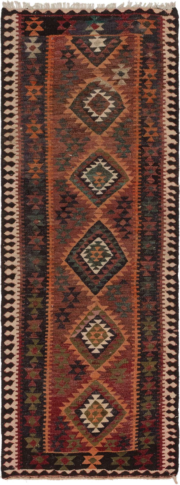 3' 8 x 10' Hand Woven Kilim Fars Wool Runner Rug