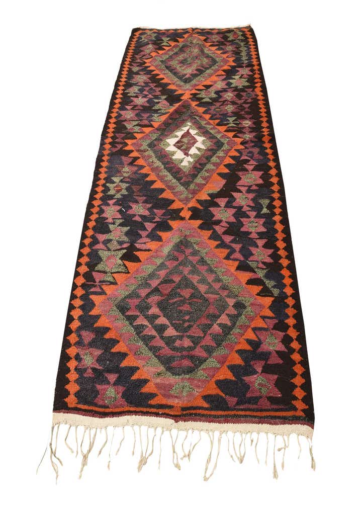 4' 5 x 7' 7 Hand Woven Kilim Fars Wool Runner Rug