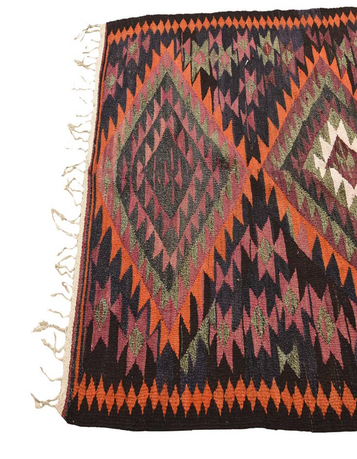 Detail image of 4' 5 x 7' 7 Hand Woven Kilim Fars Wool Runner Rug