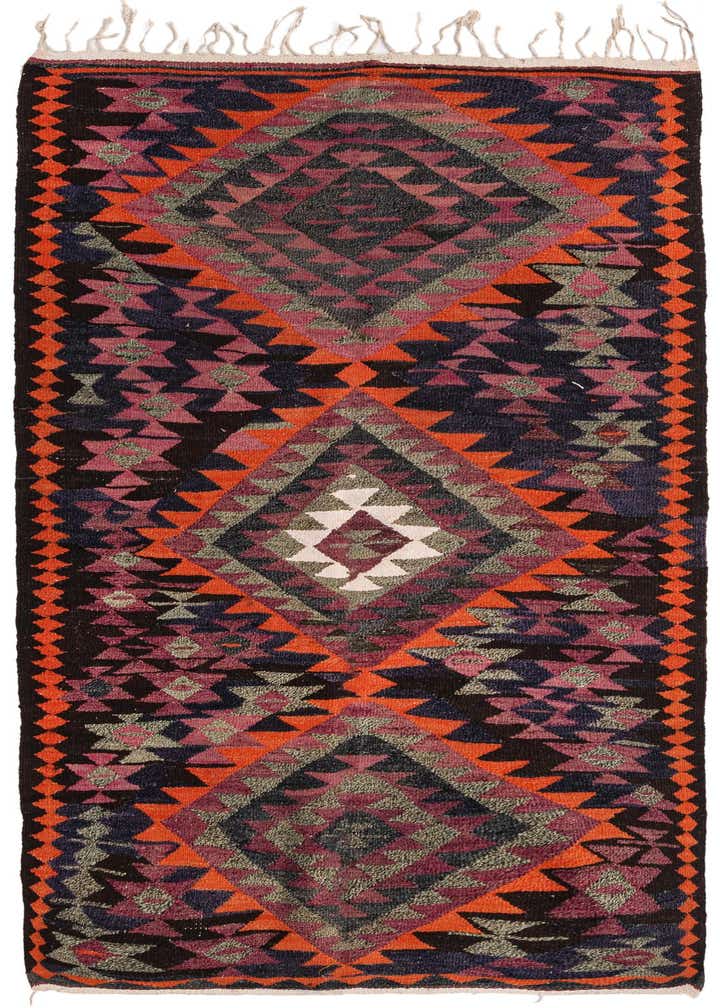 4' 5 x 7' 7 Hand Woven Kilim Fars Wool Runner Rug