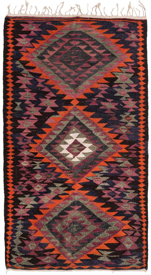 Detail image of 4' 5 x 7' 7 Hand Woven Kilim Fars Wool Runner Rug