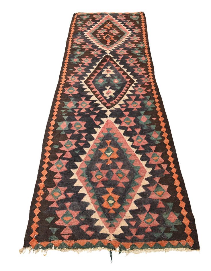 Detail image of 4' 7 x 9' 5  Hand Woven Kilim Fars Wool Runner Rug