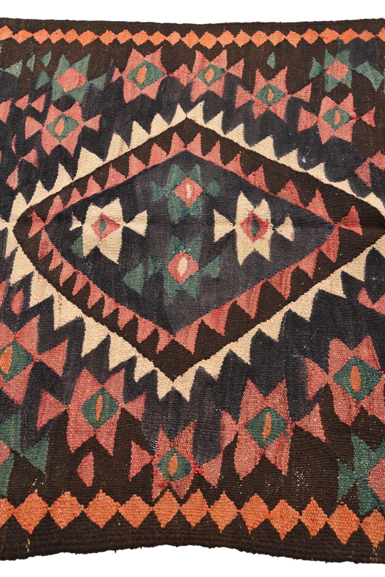 4' 7 x 9' 5 Hand Woven Kilim Fars Wool Runner Rug