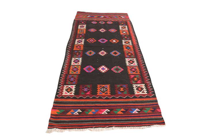 3' 4 x 7' 10 Hand Woven Kilim Fars Wool Runner Rug