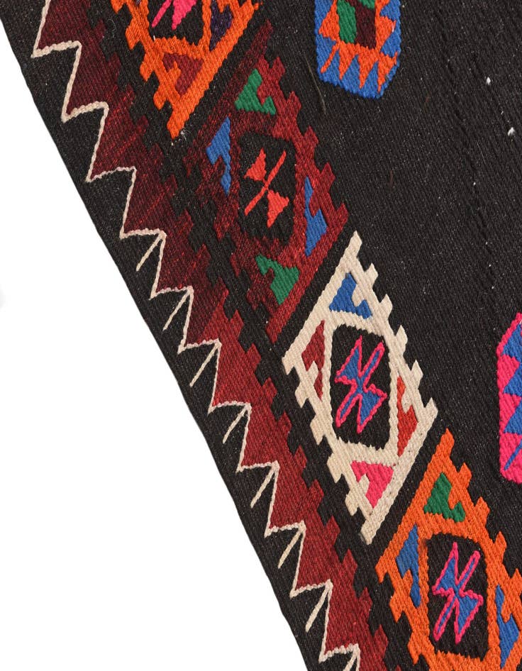 Detail image of 3' 4 x 7' 10 Hand Woven Kilim Fars Wool Runner Rug