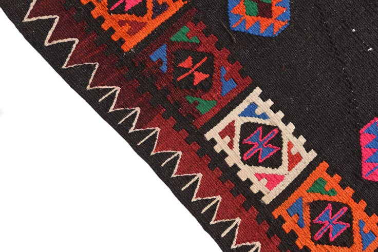 Detail image of 3' 4 x 7' 10 Hand Woven Kilim Fars Wool Runner Rug