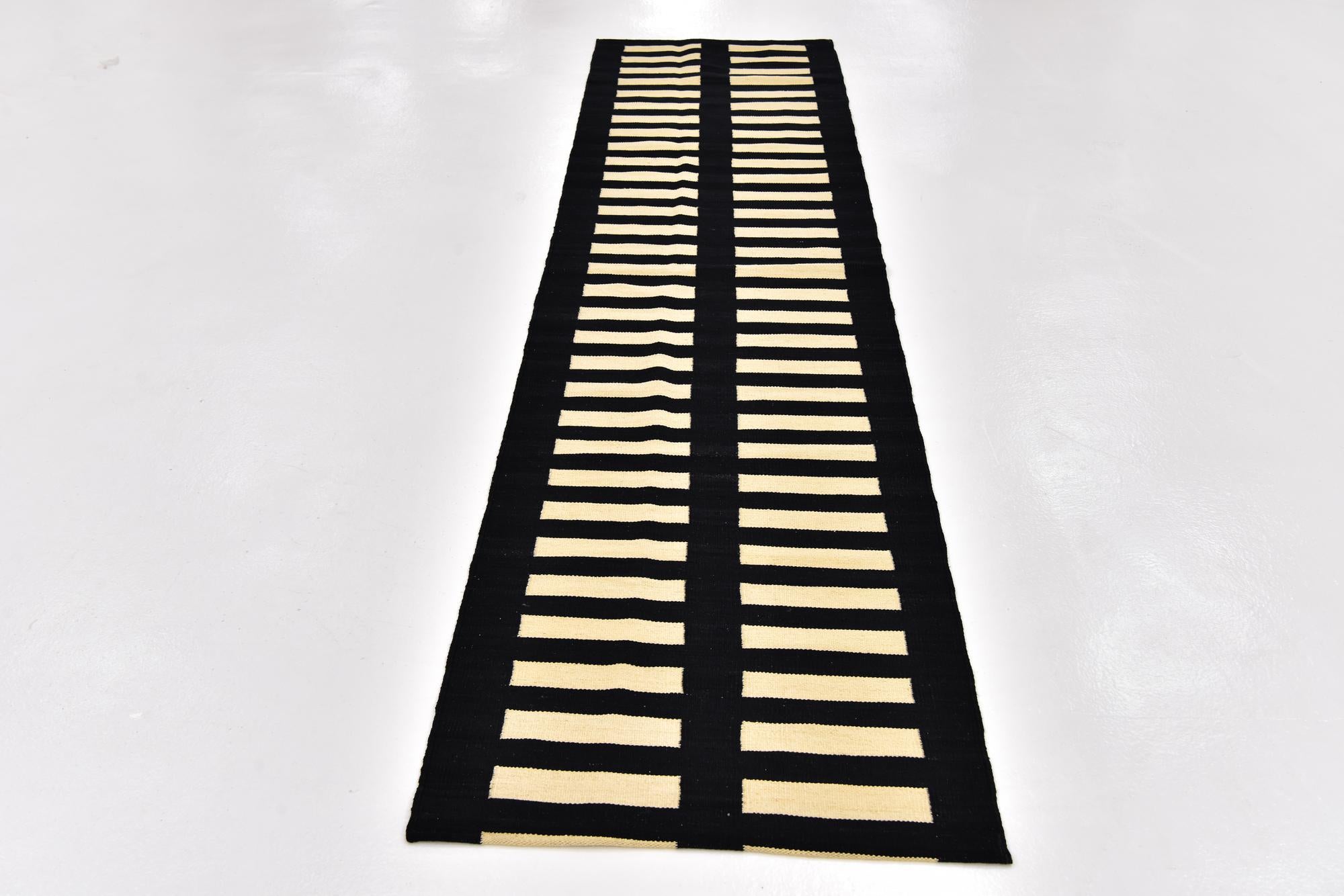 2' 5 x 10' 2 Hand Woven Kilim Modern Wool Runner Rug