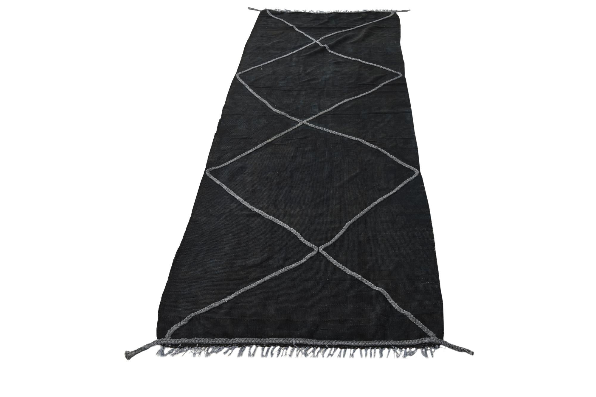 3' 6 x 10' Hand Woven Kilim Modern Wool Runner Rug