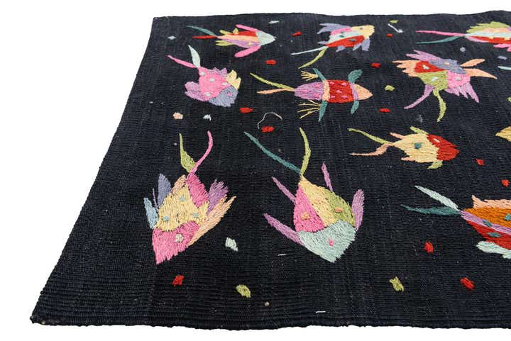 2' 7 x 9' 8 Hand Woven Kilim Suzani Wool Runner Rug