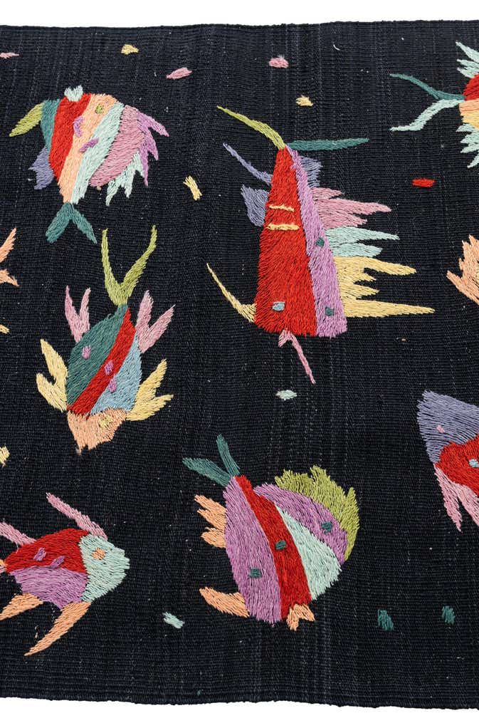 2' 7 x 9' 8 Hand Woven Kilim Suzani Wool Runner Rug