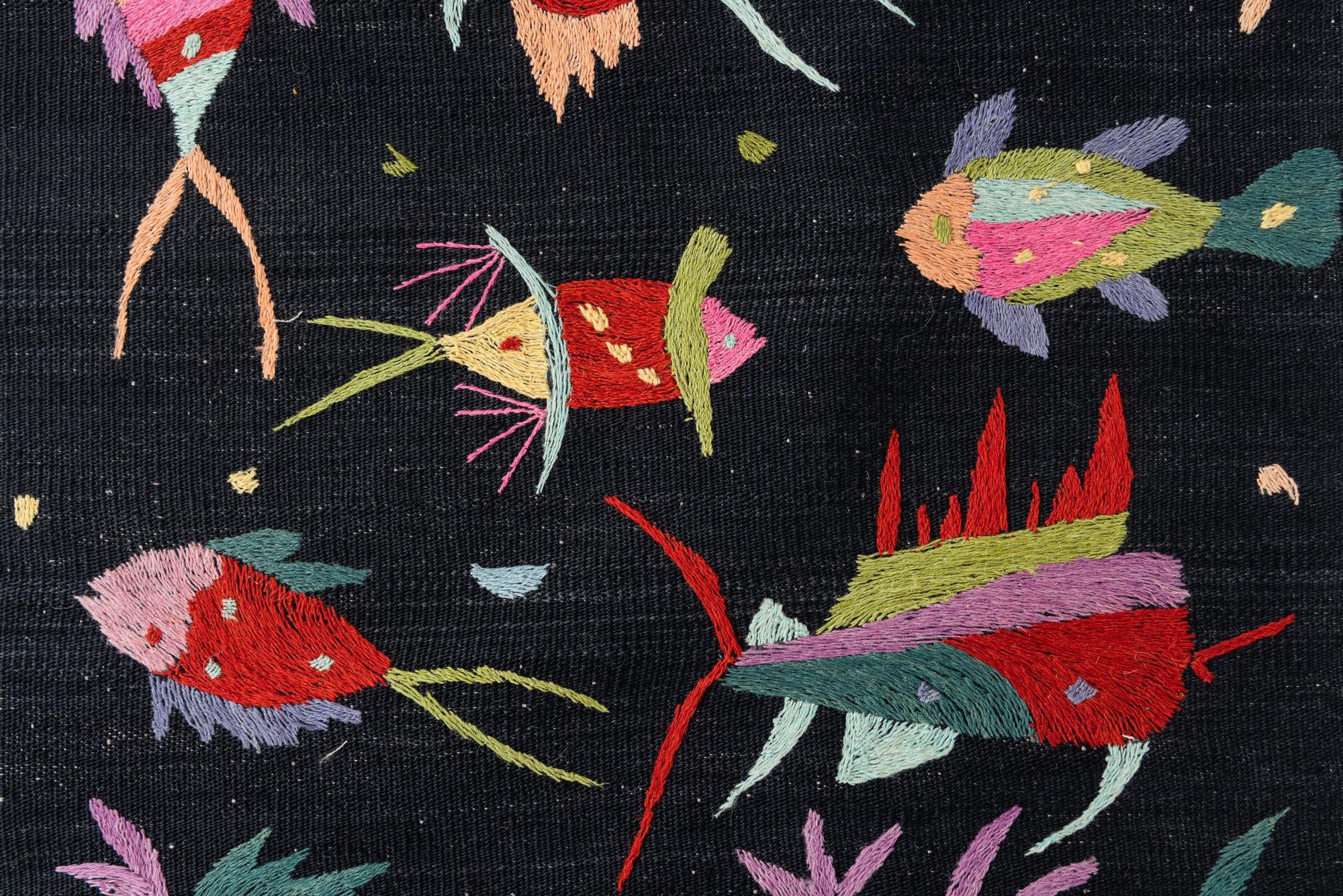 2' 7 x 9' 8 Hand Woven Kilim Suzani Wool Runner Rug