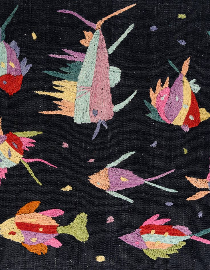 Detail image of 2' 7 x 9' 8  Hand Woven Kilim Suzani Wool Runner Rug