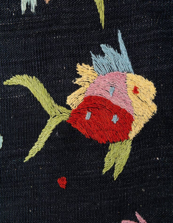 Detail image of 2' 7 x 9' 8  Hand Woven Kilim Suzani Wool Runner Rug