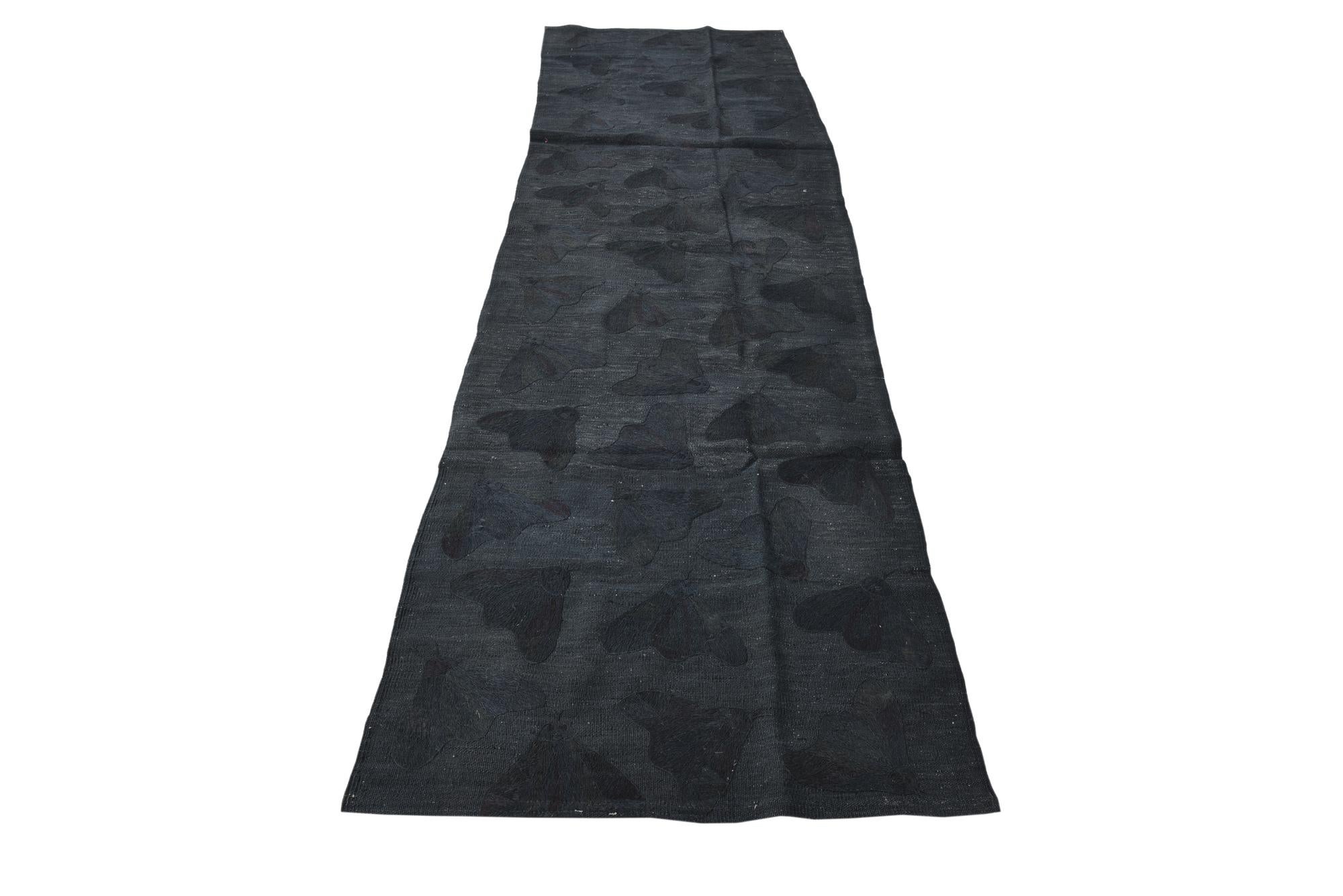 2' 8 x 9' 3 Hand Woven Kilim Suzani Wool Runner Rug