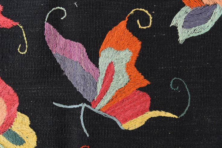 Detail image of 2' 5 x 8' 1 Hand Woven Kilim Suzani Wool Runner Rug