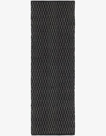 Black Hand Woven Lattice Wool Runner Rug