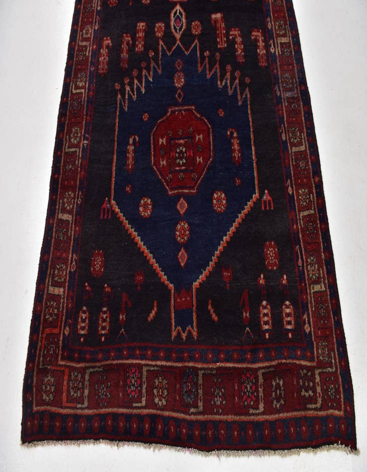 Detail image of 4' 10 x 12' 10  Hand Knotted Meshkin Persian Wool Runner Rug