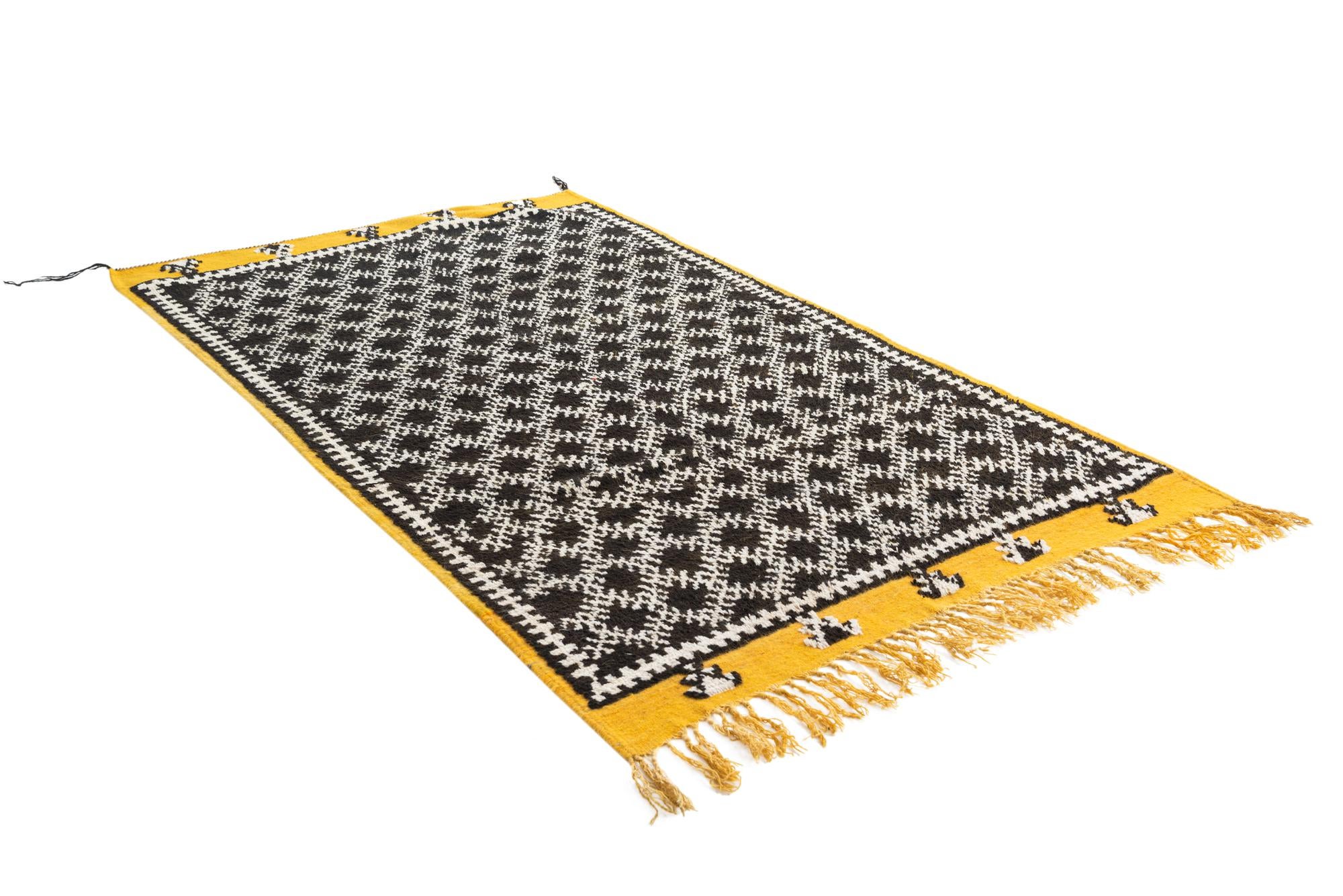 4' 6 x 7' 7 Hand Knotted Moroccan Oriental Wool Runner Rug