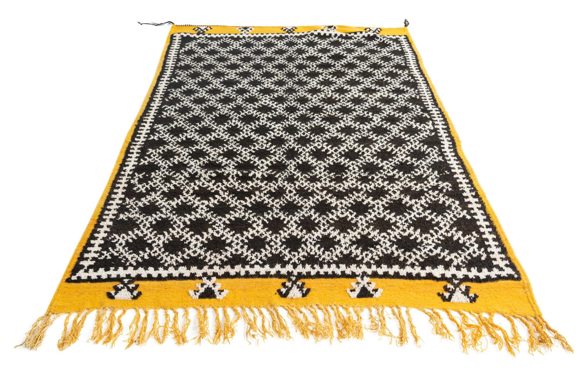 4' 6 x 7' 7 Hand Knotted Moroccan Oriental Wool Runner Rug