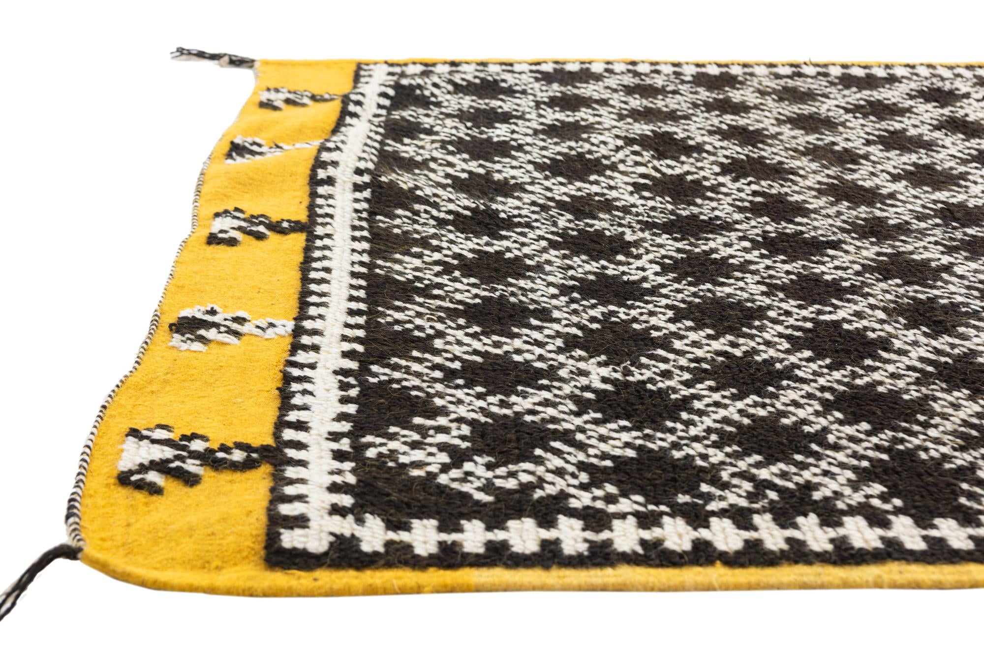 4' 6 x 7' 7 Hand Knotted Moroccan Oriental Wool Runner Rug
