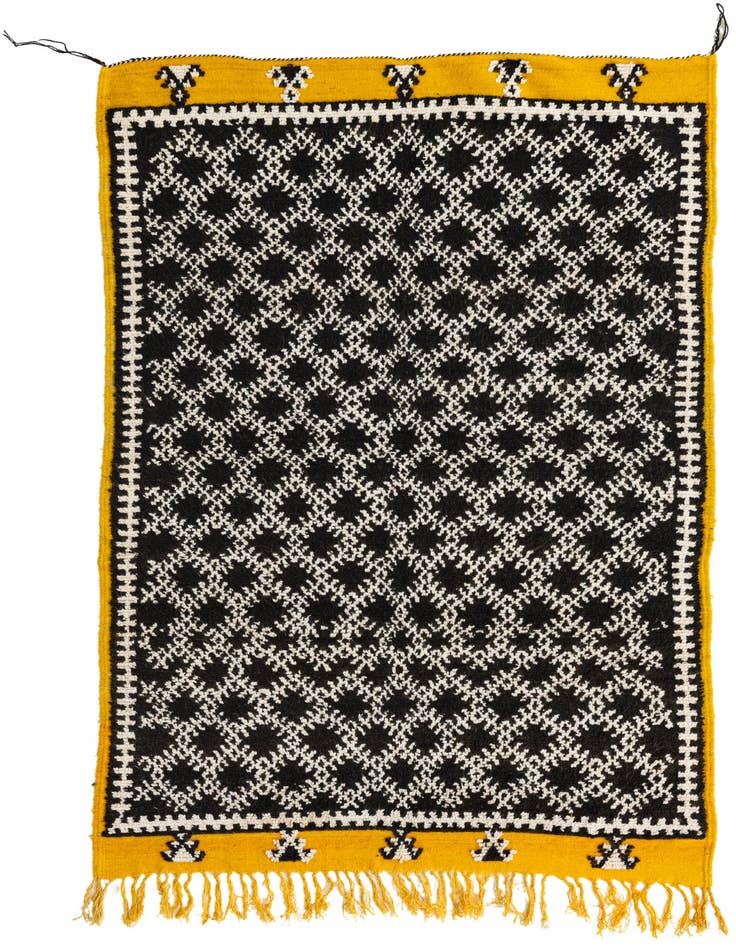 Detail image of 4' 6 x 7' 7 Hand Knotted Moroccan Oriental Wool Runner Rug