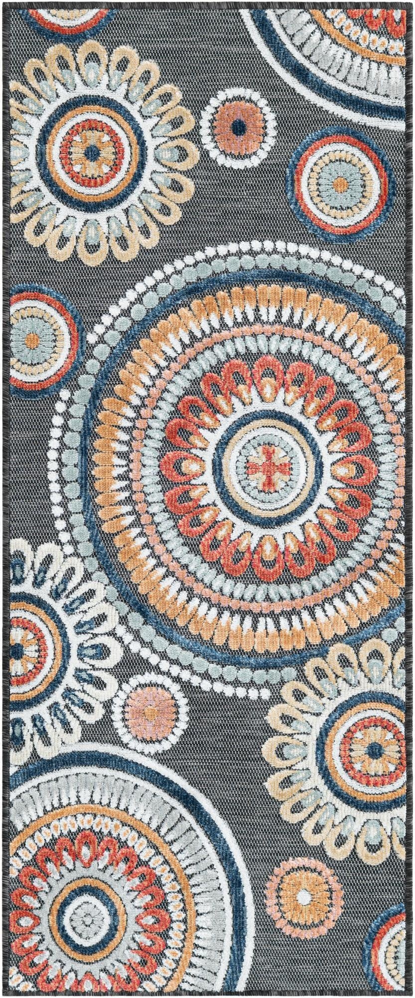 2' 2 x 5' 3  Washable Botanical Indoor / Outdoor Runner Rug