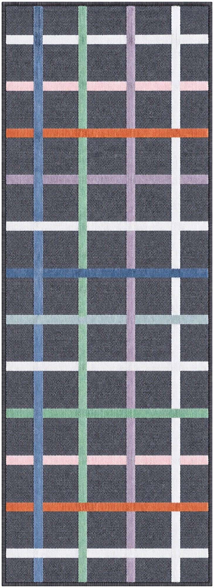 65cm x 185cm Easy-Clean Checkered Indoor / Outdoor Runner Rug