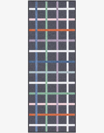 65cm x 185cm Easy-Clean Checkered Indoor / Outdoor Runner Rug