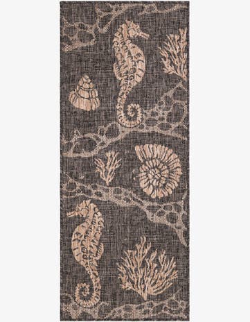 Black Easy-Clean Coastal Indoor / Outdoor Runner Rug