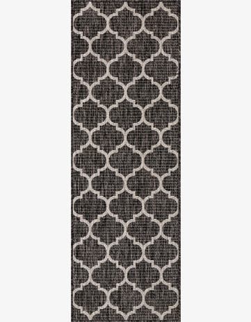 Black Easy-Clean Lattice Indoor / Outdoor Runner Rug