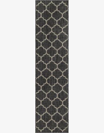 Black Easy-Clean Lattice Indoor / Outdoor Runner Rug