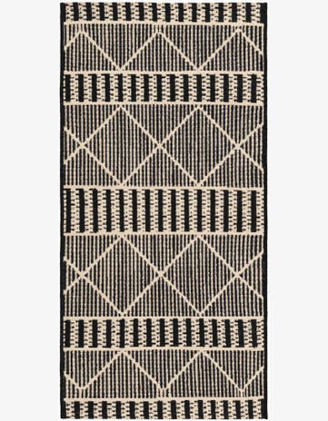 Black Easy-Clean Lattice Indoor / Outdoor Runner Rug