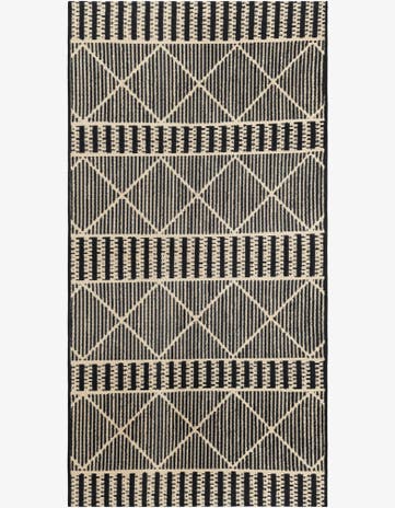 Black Easy-Clean Lattice Indoor / Outdoor Runner Rug