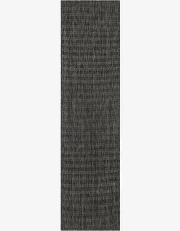 Black Easy-Clean Solid Indoor / Outdoor Runner Rug